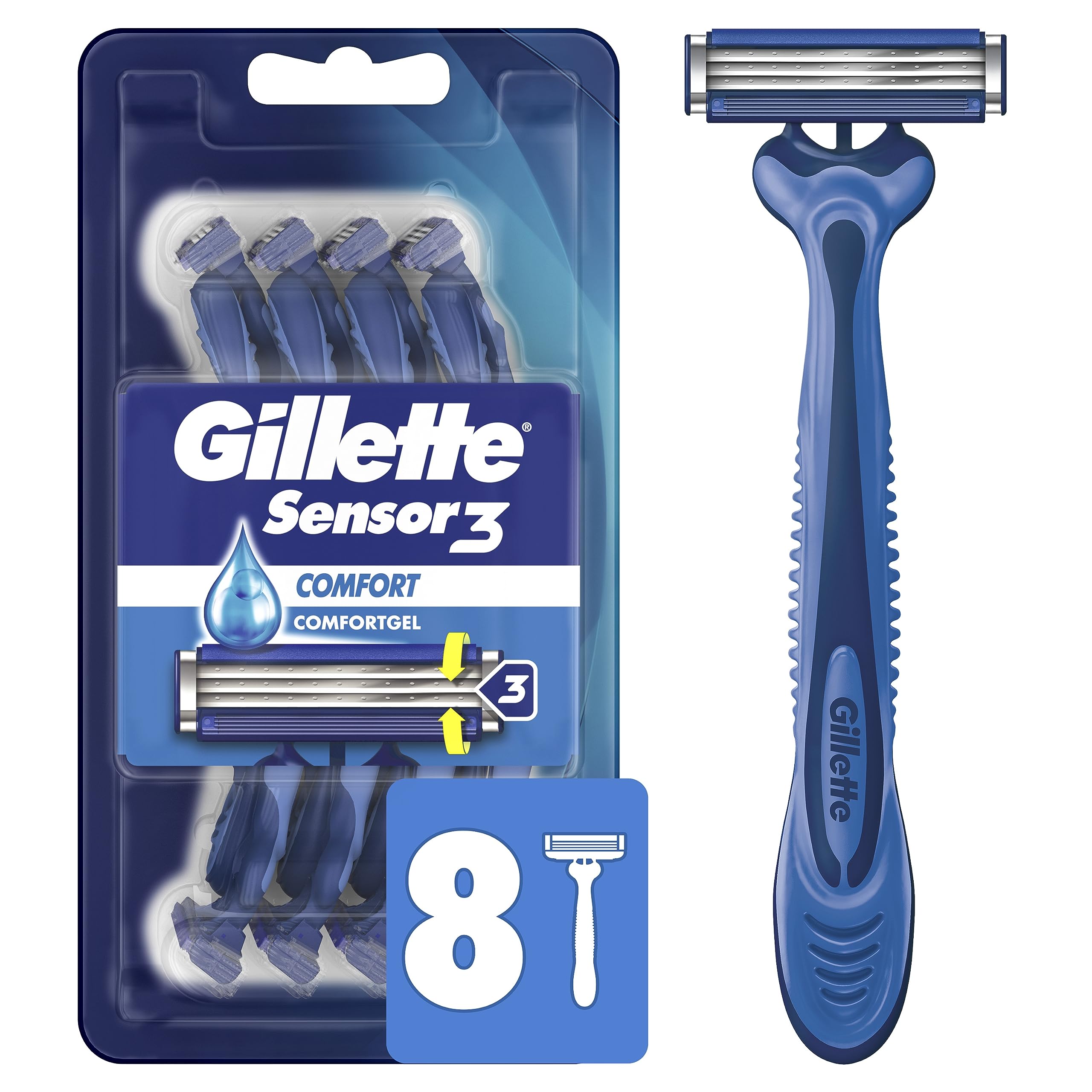 Foto 1 | Maquinillas De Afeitar Desechables Gillette Sensor3 Comfort Para Hombre 8 Unidades - Venta Internacional.