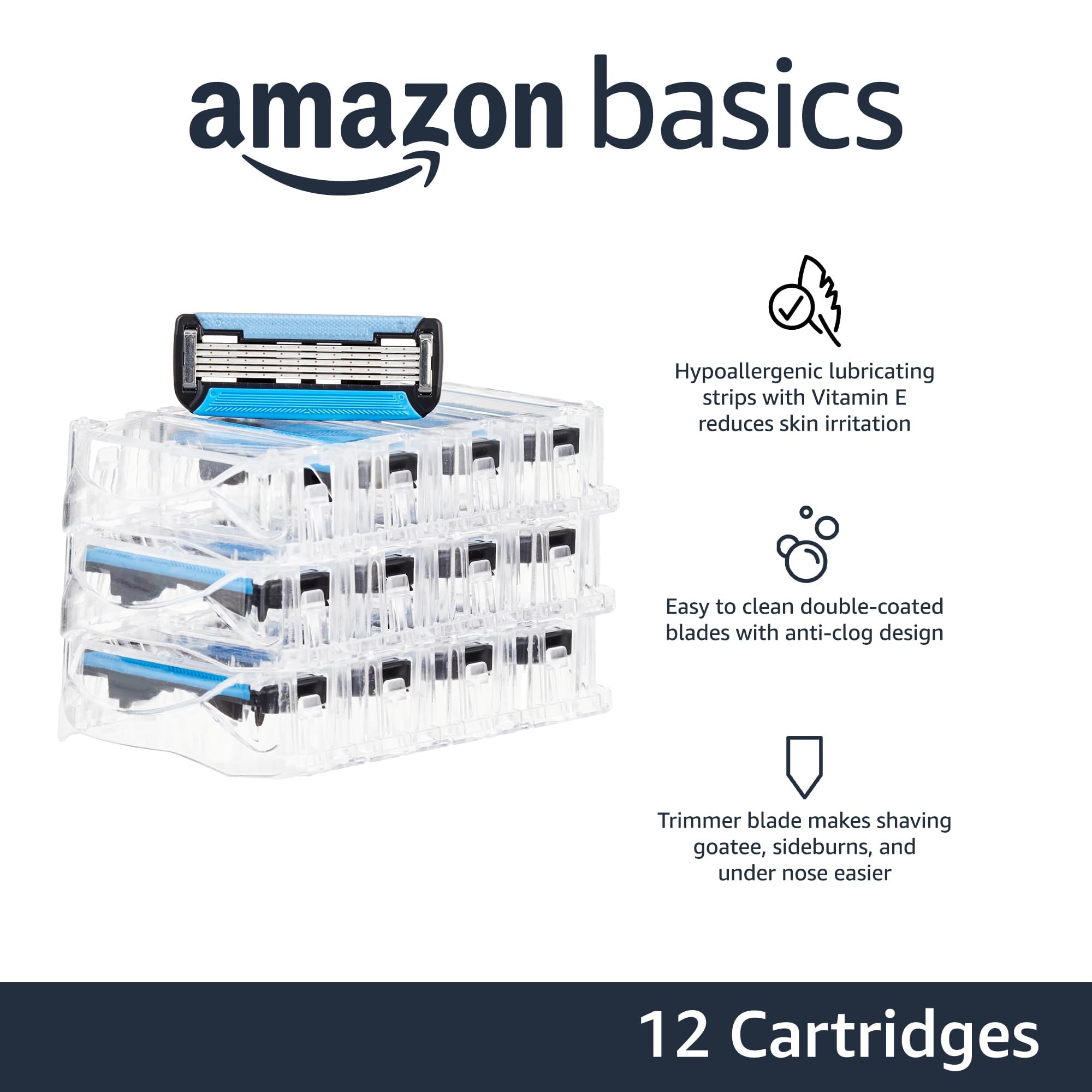 Foto 2 | Recambios De Afeitar Amazon Basics De 5 Hojas Para Hombre, 12 Cartuchos - Venta Internacional.