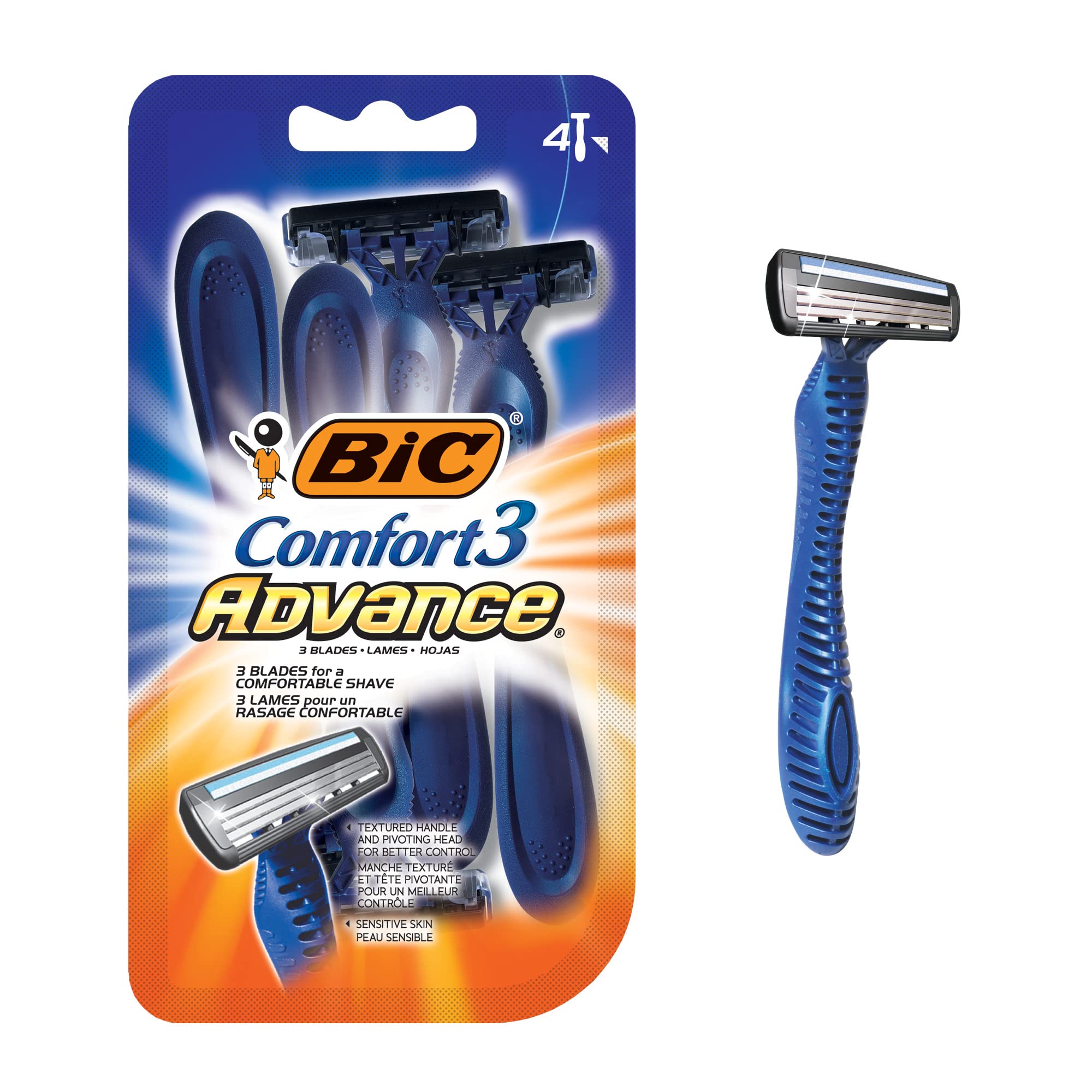 Maquinillas De Afeitar Desechables Bic Comfort 3 Advance Para Hombre, Paquete De 4 X 6 - Venta Internacional.