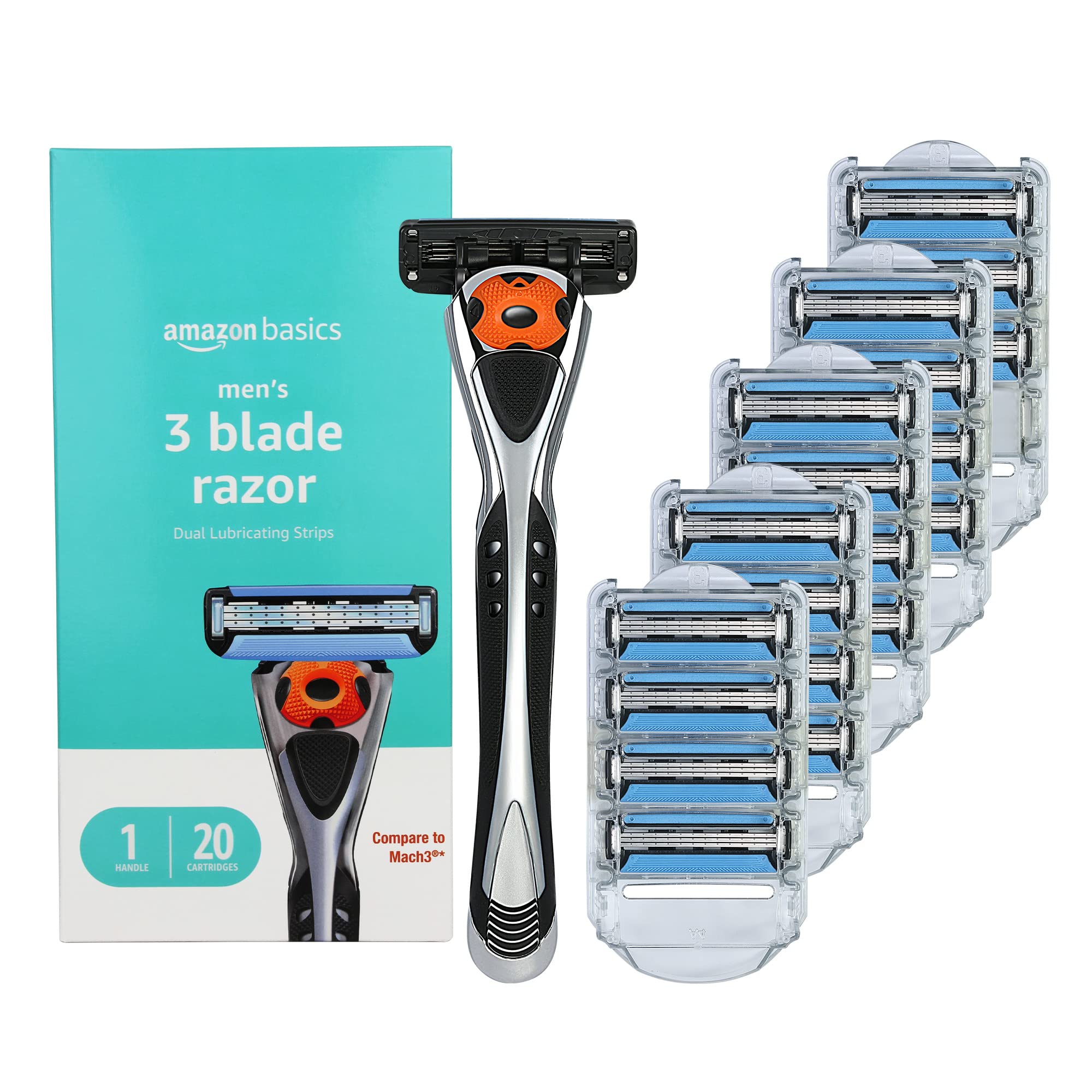 Motion Sphere Razor Amazon Basics De 3 Hojas Para Hombre, Más 20 Cartuchos - Venta Internacional.