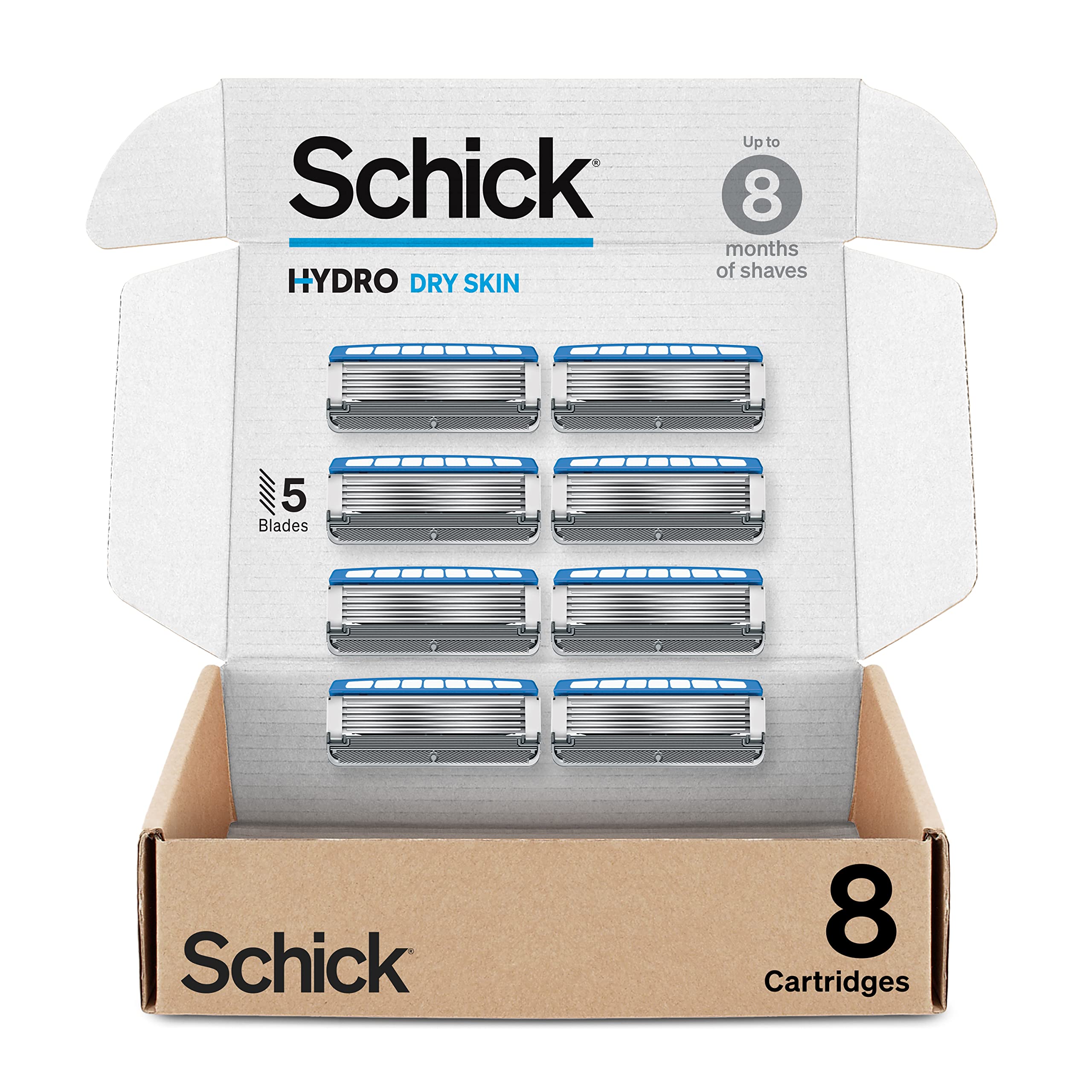 Recambios De Afeitar Schick Hydro Dry Skin Para Hombre, 8 Unidades - Venta Internacional.