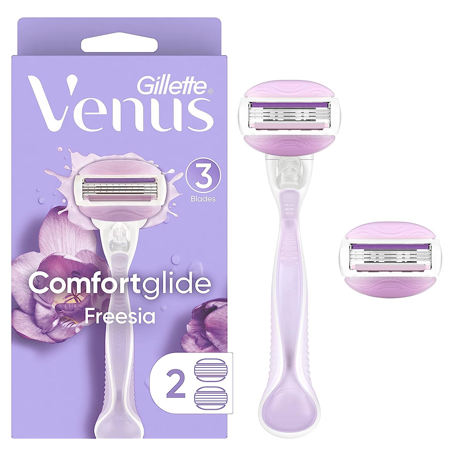 Foto 2 pulgar | Maquinilla De Afeitar Gillette Venus Comfortglide Freesia, 1 Mango Y 2 Recambios - Venta Internacional.