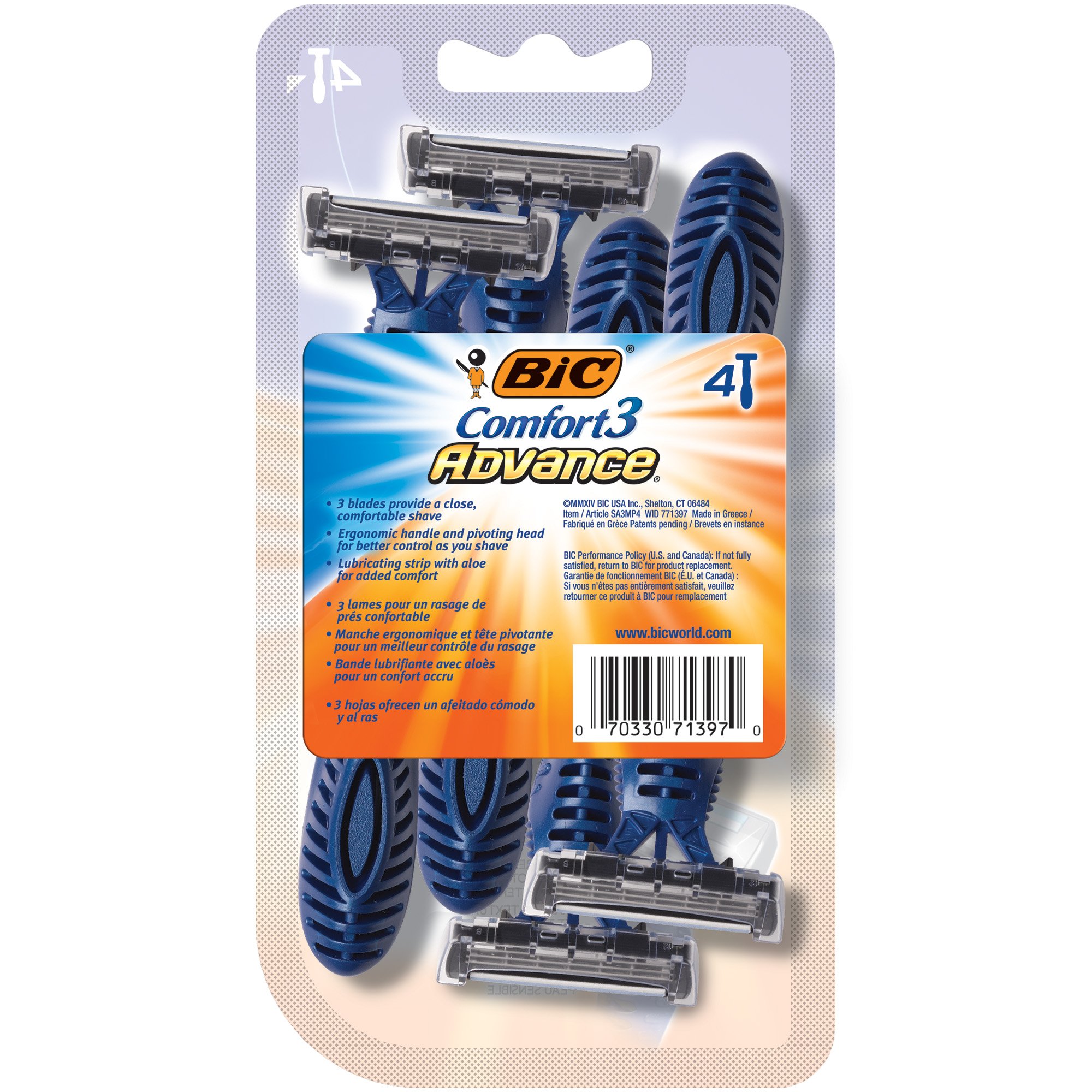 Foto 4 | Maquinillas De Afeitar Desechables Bic Comfort 3 Advance Para Hombre, Paquete De 4 - Venta Internacional.