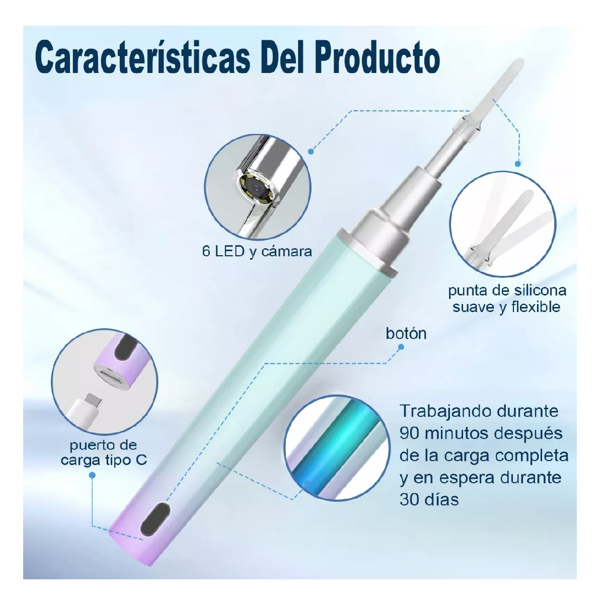 Foto 4 pulgar | Limpiador Oídos Cámara Quita Cerilla Inteligente Endoscopio Multicolor