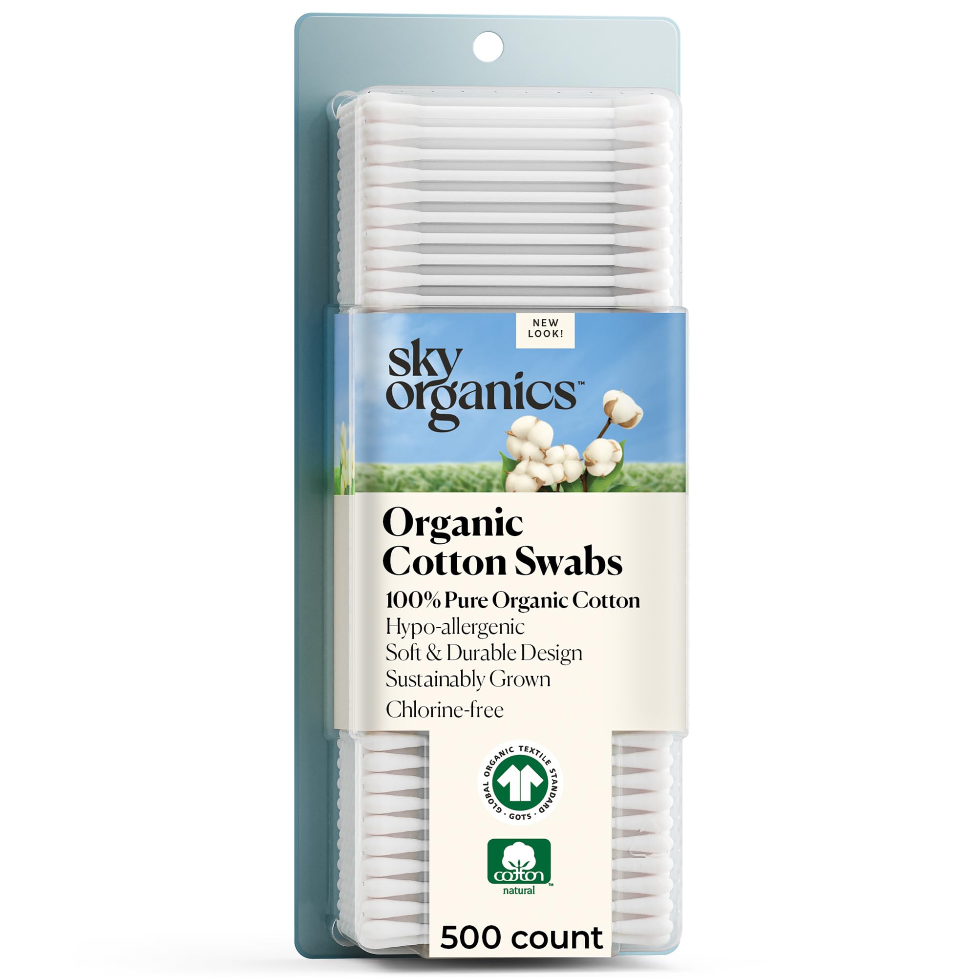 Foto 1 | Bastoncillos De Algodón Sky Organics, Orgánicos, 500 Quilates, Puntas Ultrasuaves - Venta Internacional.