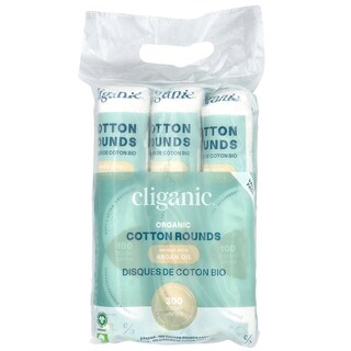 Foto 2 | Cotton Rounds Cliganic Organic Con Infusión Orgánica Con Aceite De Argán, 300 Unidades - Venta Internacional.