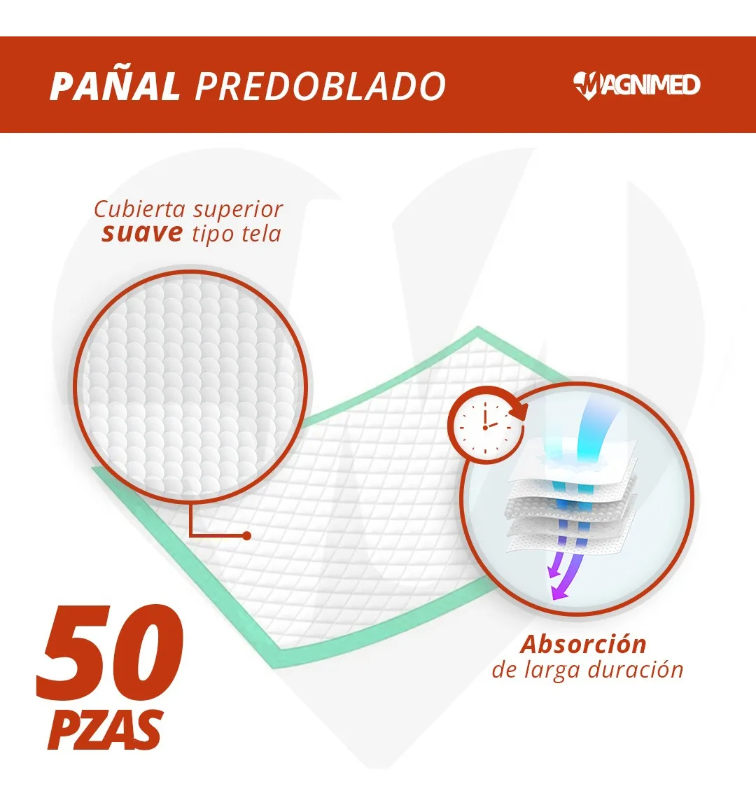 Foto 2 | Pañal Predoblado / Cubre Colchón 85x60 Cm - 50 Piezas