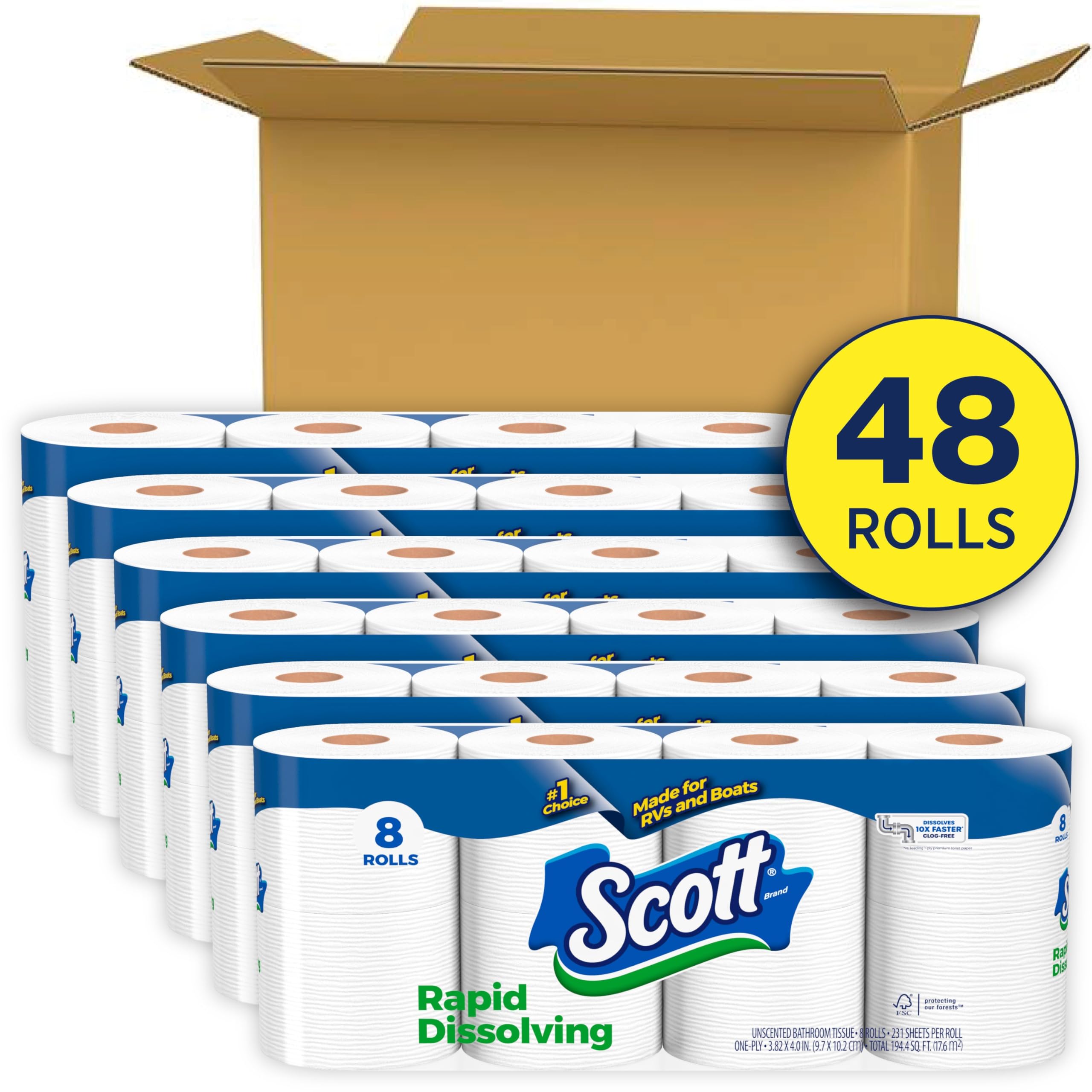 Foto 3 pulgar | Papel Higiénico Scott De Disolución Rápida  48 Rollos Dobles - Venta Internacional.