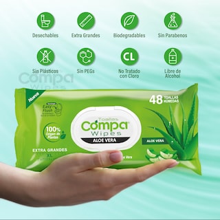 Foto 3 | Toallas Húmedas Desechables Compa Wipes 12 Piezas