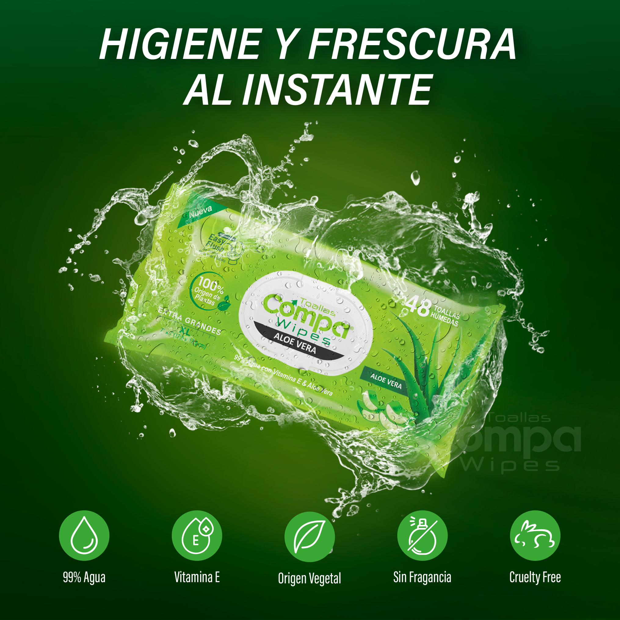 Foto 5 pulgar | Toallas Húmedas Desechables  Compa Wipes 12 Piezas