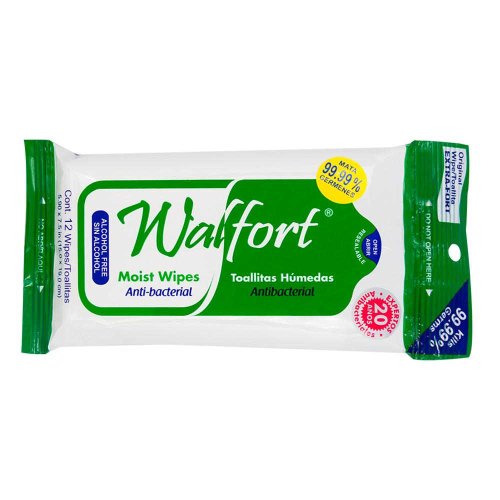 Toallitas Húmedas Walfort Antibacteriales 12 Piezas $177