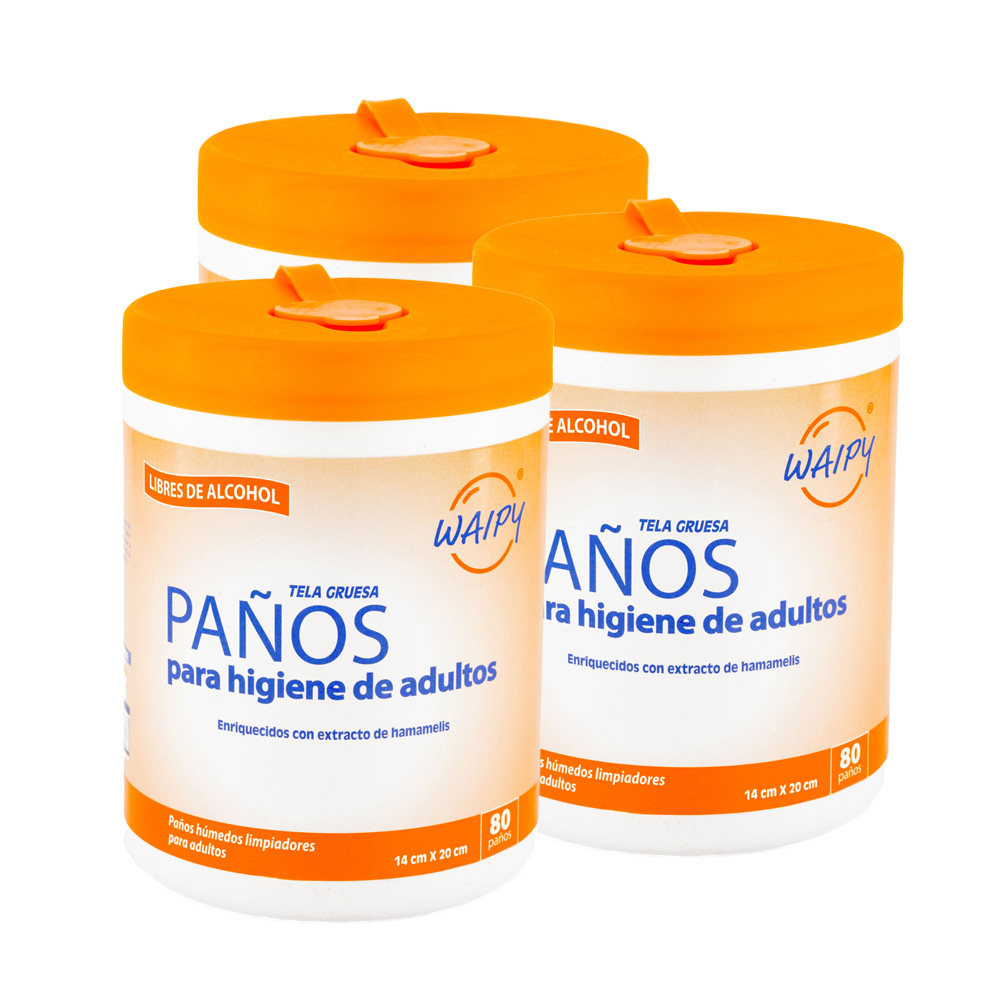 Foto 2 pulgar | 3 Pack de Toallitas Húmedas Waipy para Adultos - 240 Paños Gruesos