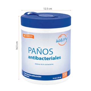 Foto 4 | Paños Desinfectantes de Superficies y para Manos Waipy 230 Toallitas Húmedas entre 2 Frascos
