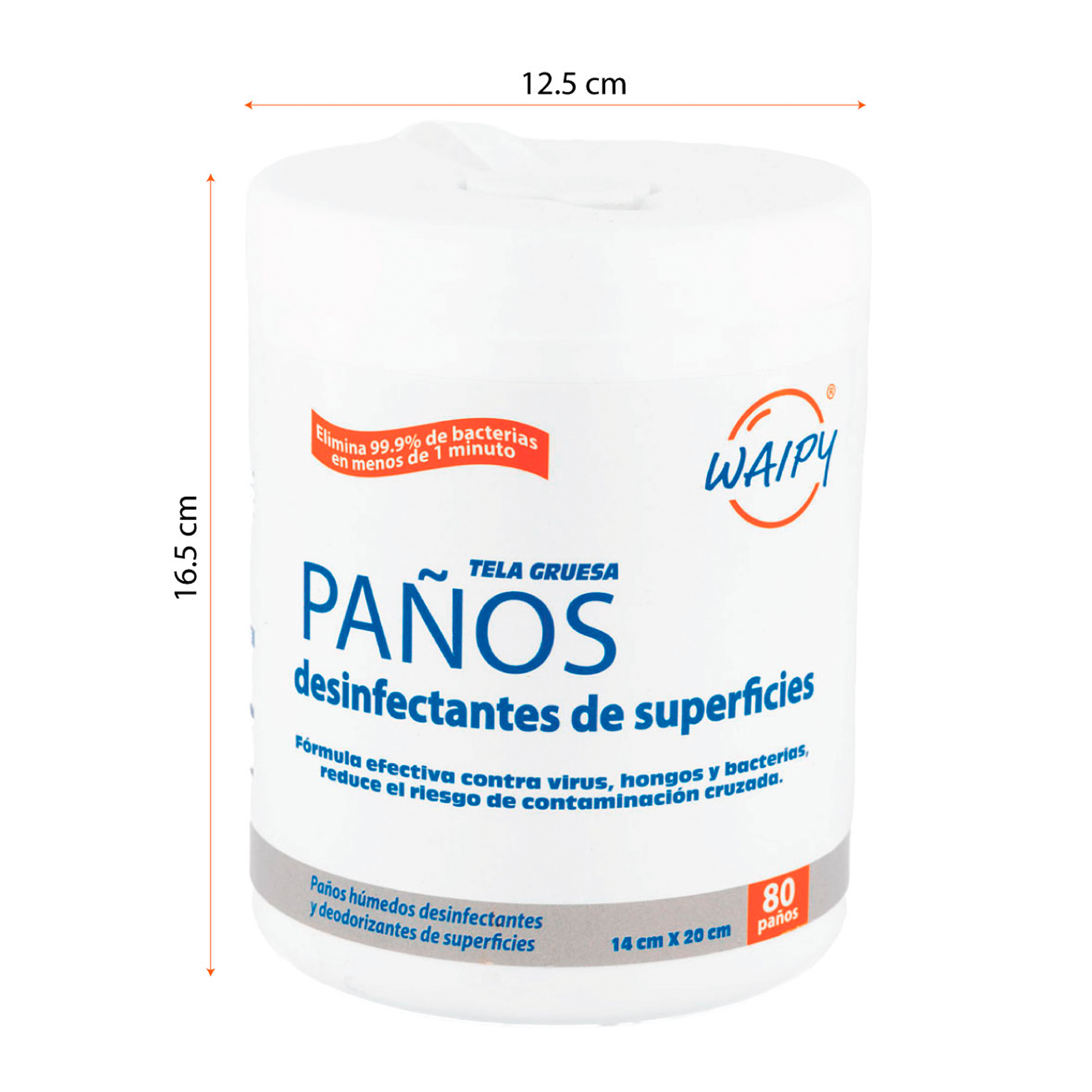 Foto 8 pulgar | Paños Desinfectantes de Superficies y para Manos Waipy 230 Toallitas Húmedas entre 2 Frascos