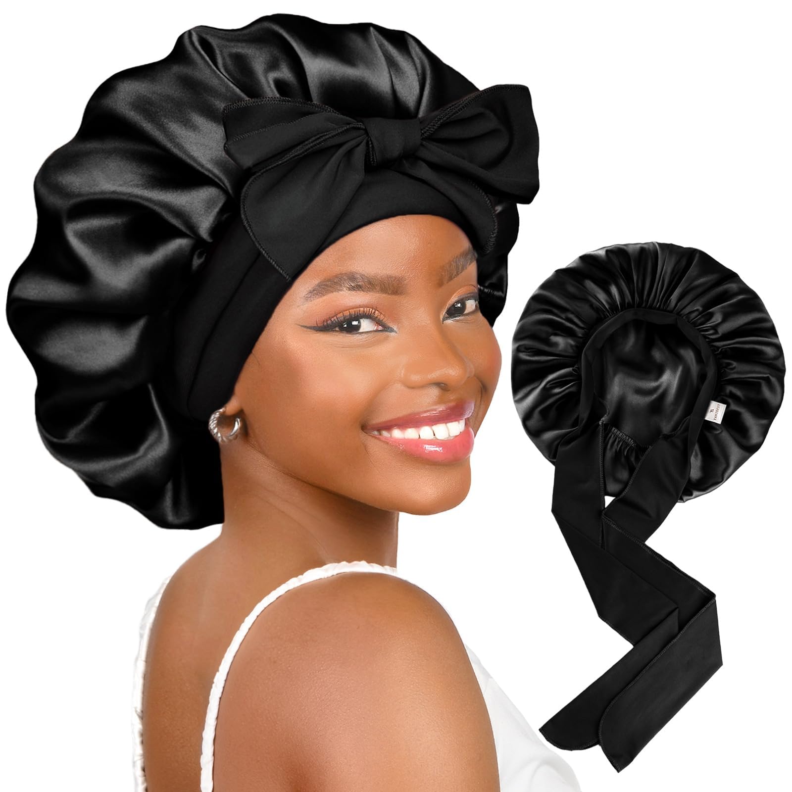 Foto 1 | Gorro De Satén Yanibest Para Dormir De Doble Capa Para Cabello Rizado - Venta Internacional.