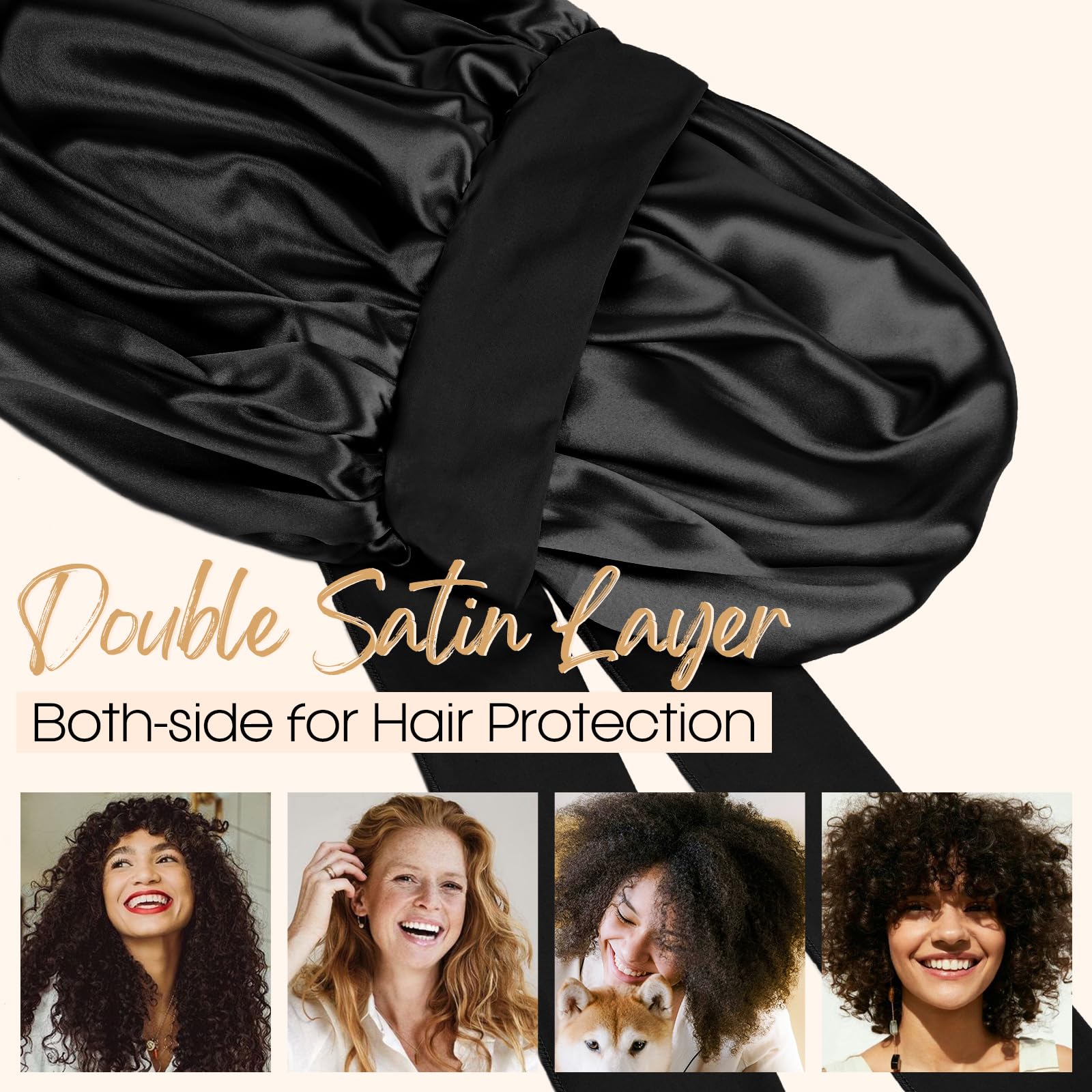 Foto 3 pulgar | Gorro De Satén Yanibest Para Dormir De Doble Capa Para Cabello Rizado - Venta Internacional.