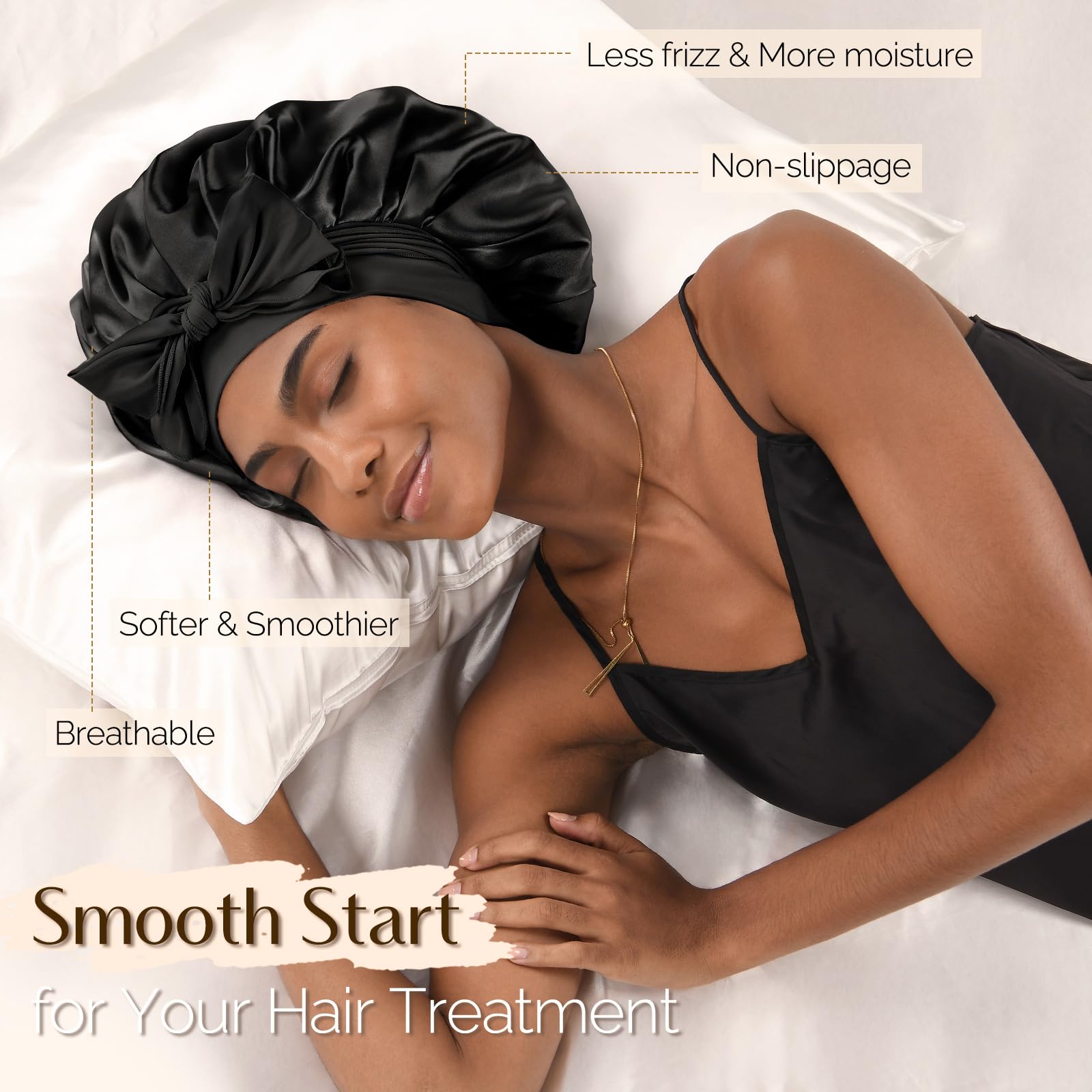 Foto 4 pulgar | Gorro De Satén Yanibest Para Dormir De Doble Capa Para Cabello Rizado - Venta Internacional.