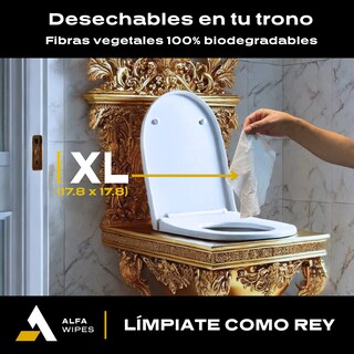 Foto 2 | Alfa Wipes Toallitas Humedas Para Adulto Extra Grandes Y Gruesas, Desechables En Inodoro, Libres De Fragancias,