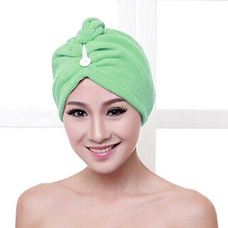 Foto 2 | Toalla De Baño De Microfibra Para Secar El Cabello Gorra Secado Rápido Verde - Venta Internacional.