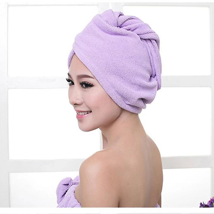 Foto 2 | Toalla De Baño De Microfibra Para Secar El Cabello  Gorra  Secado Rápido  Color Morado - Venta Internacional.