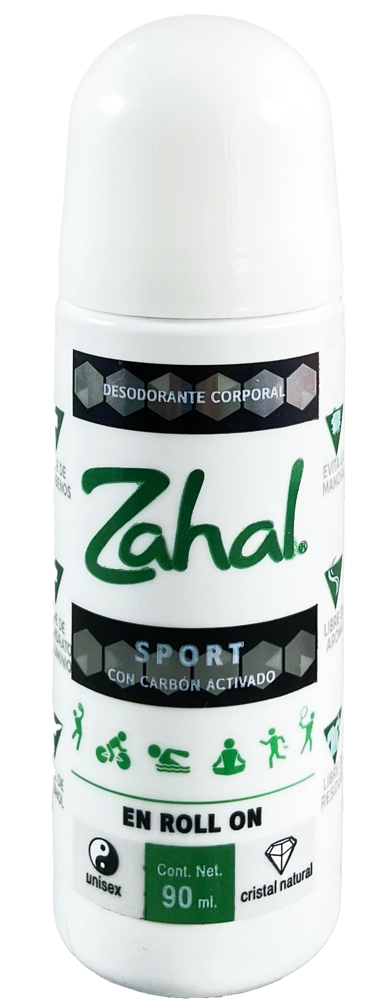 Desodorante Zahal Roll On Sport Carbón Activado  90 ml $115