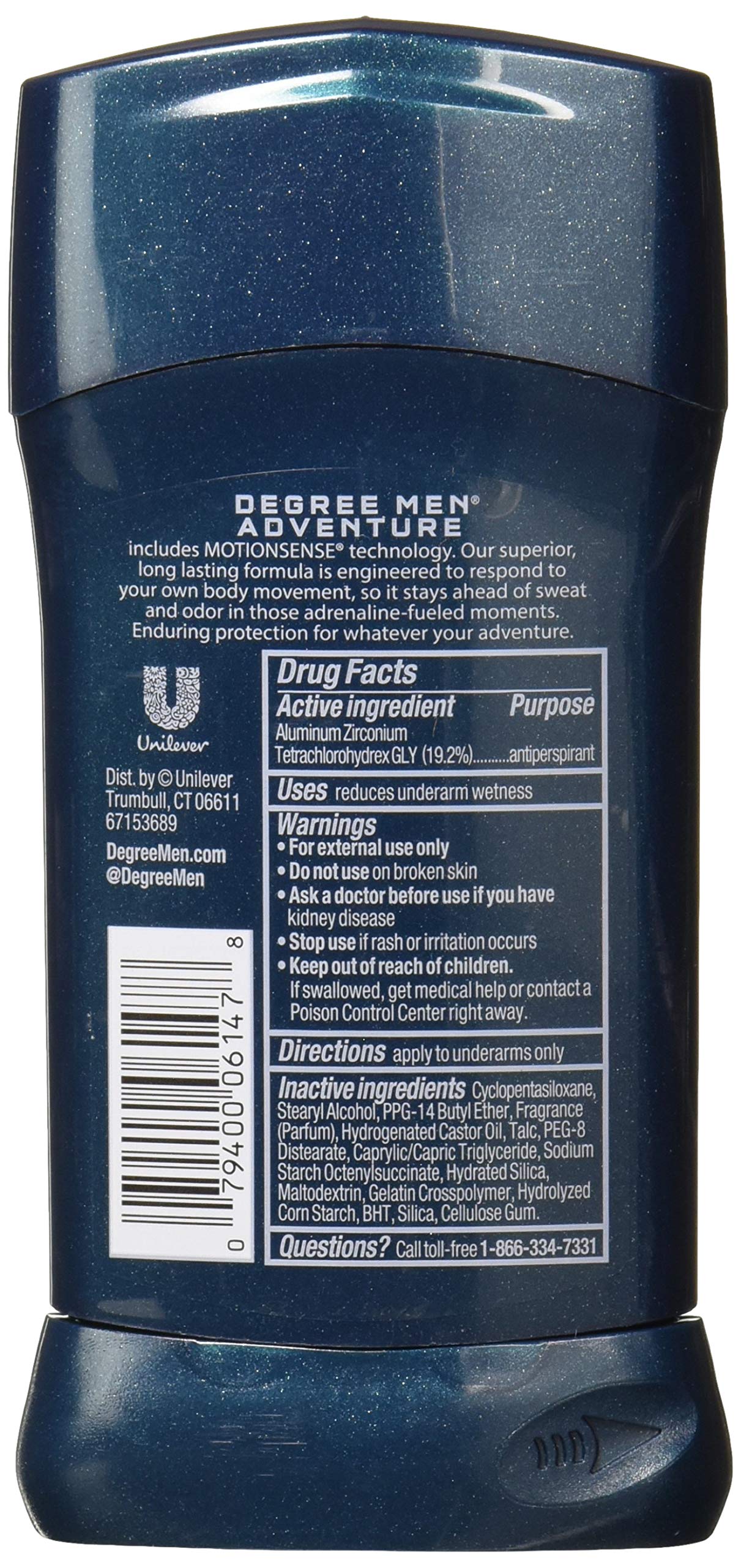 Foto 2 | Desodorante Antitranspirante Degree Men Adventure 6 Piezas de 76 g C/U - Venta Internacional
