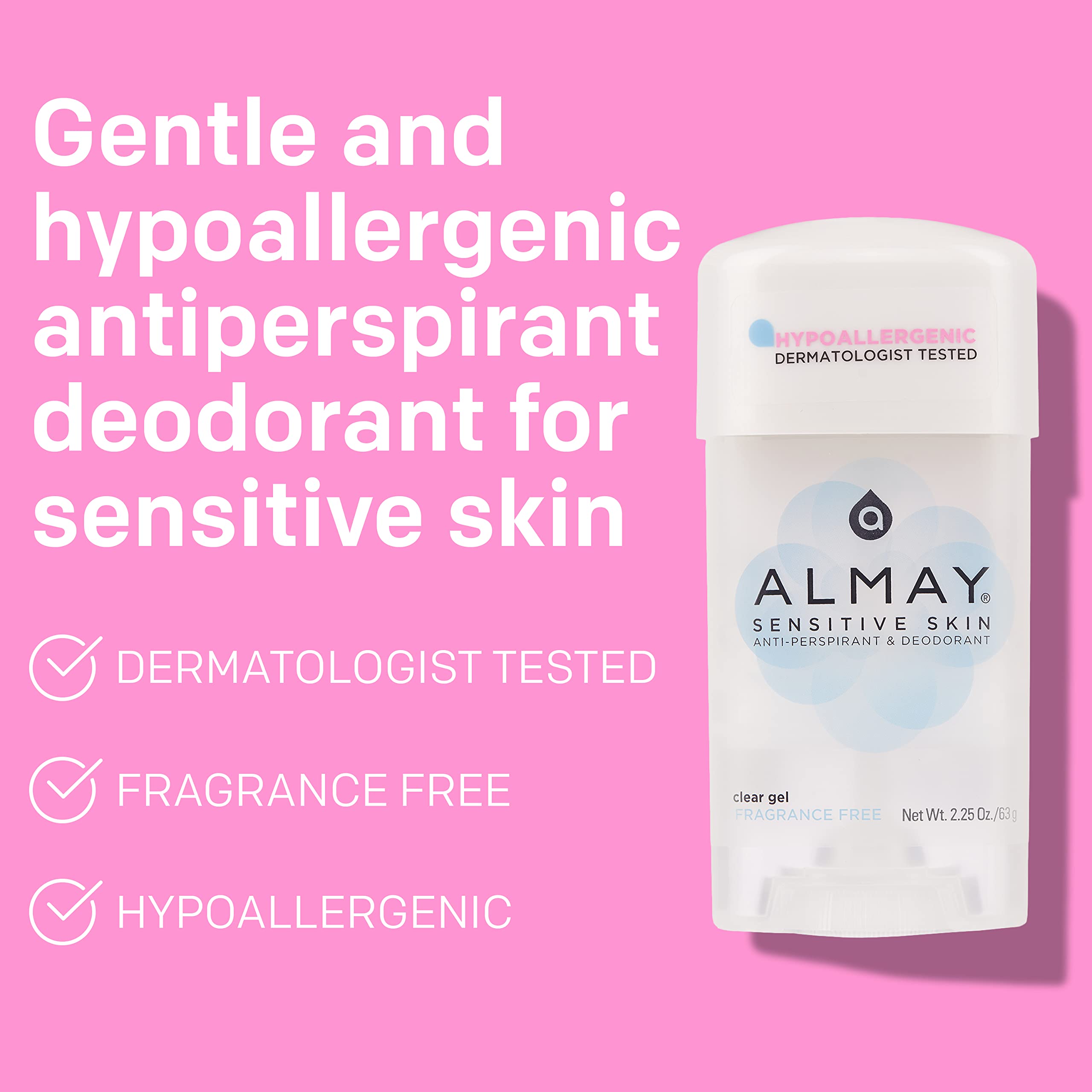 Foto 3 pulgar | Desodorante Almay Sensitive Skin Gel Transparente Antitranspirante 63 g- Venta Internacional