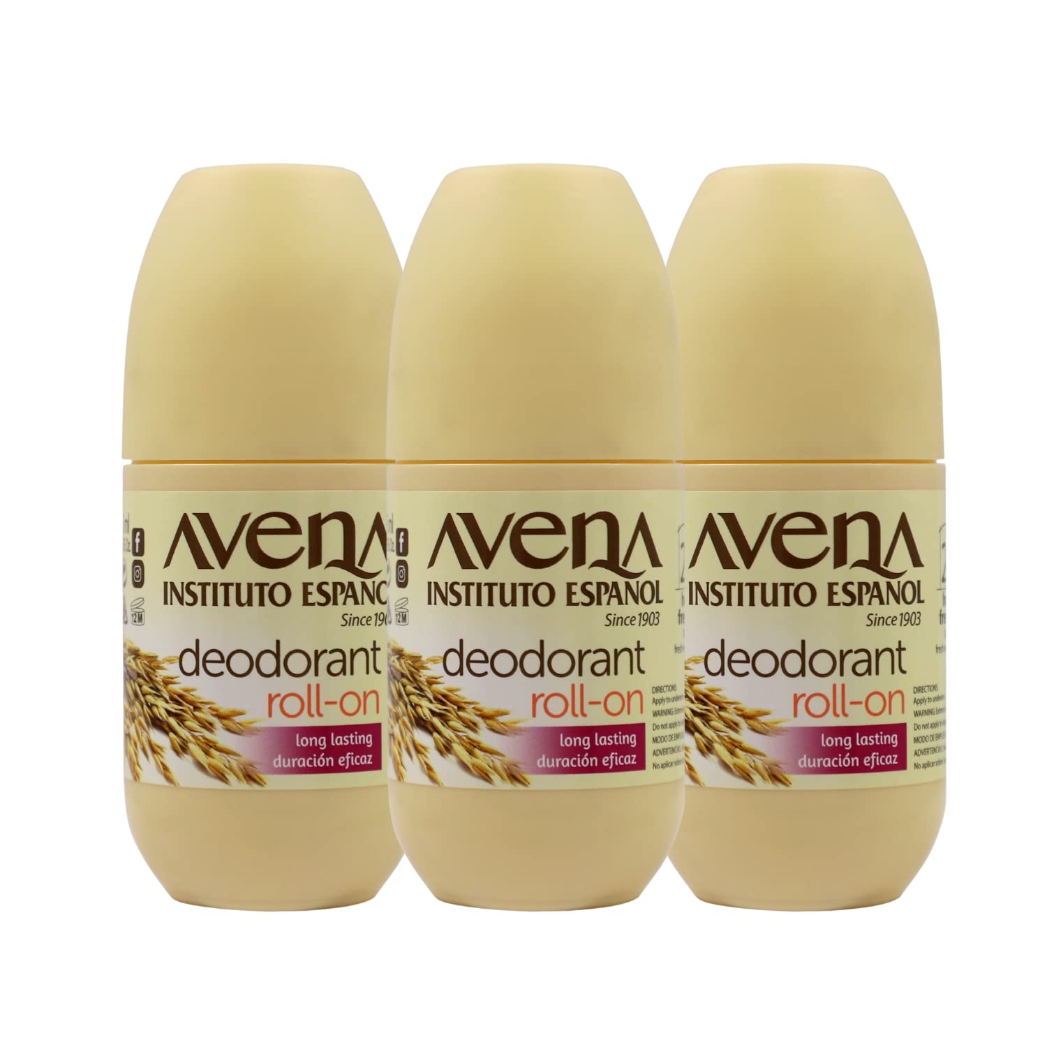 Foto 1 | Desodorante Roll-On Avena Instituto Español 3 Piezas de 75 ml C/U - Venta Internacional