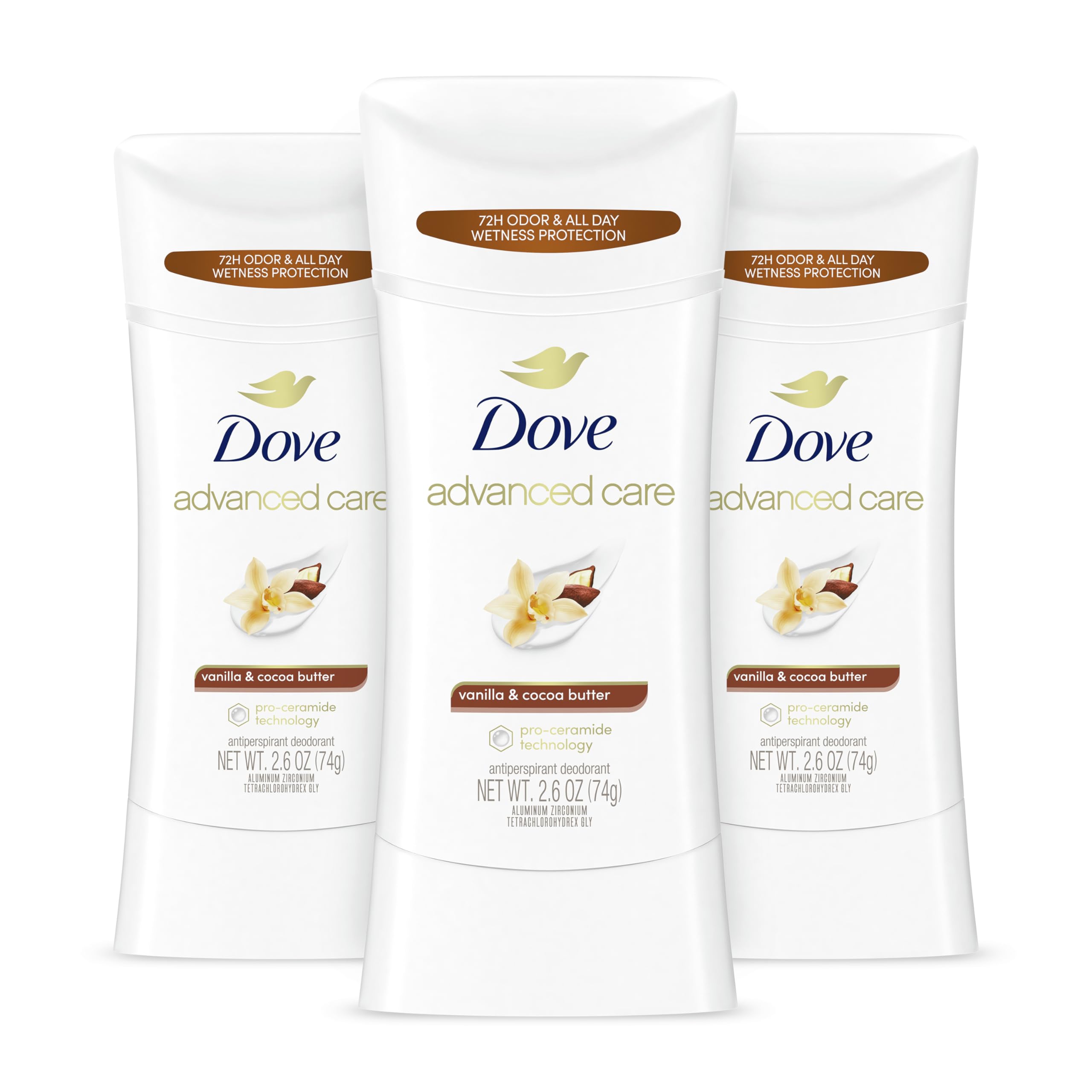 Foto 1 | Desodorante Dove Advanced Care Vanilla & Cocoa Butter de 3 Piezas-Venta Internacional