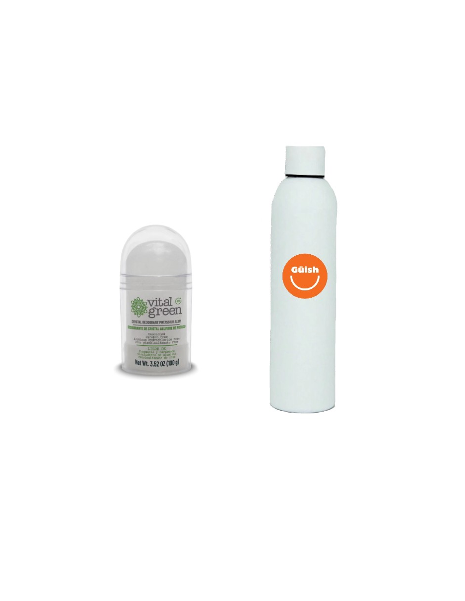 Desodorante De Cristal De Alumbre De Potasio + Termo De Agua Güish