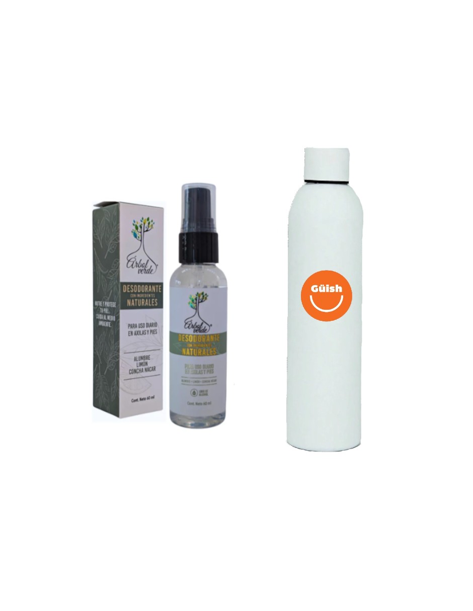 Desodorante Aclarante Vegano Líquido + Termo De Agua Güish