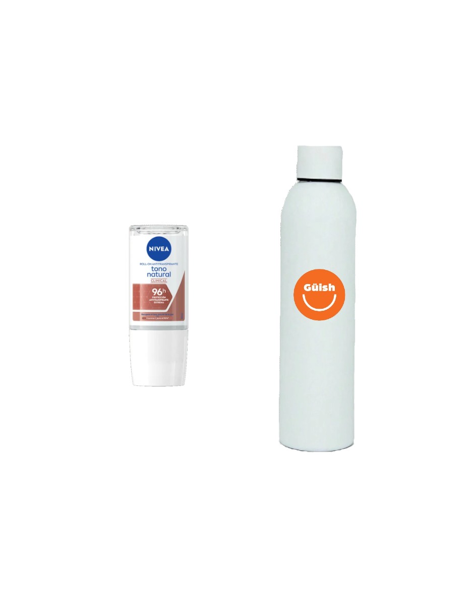 Foto 2 pulgar | Antitranspirante Nivea Clinical Roll-on + Termo De Agua Güish
