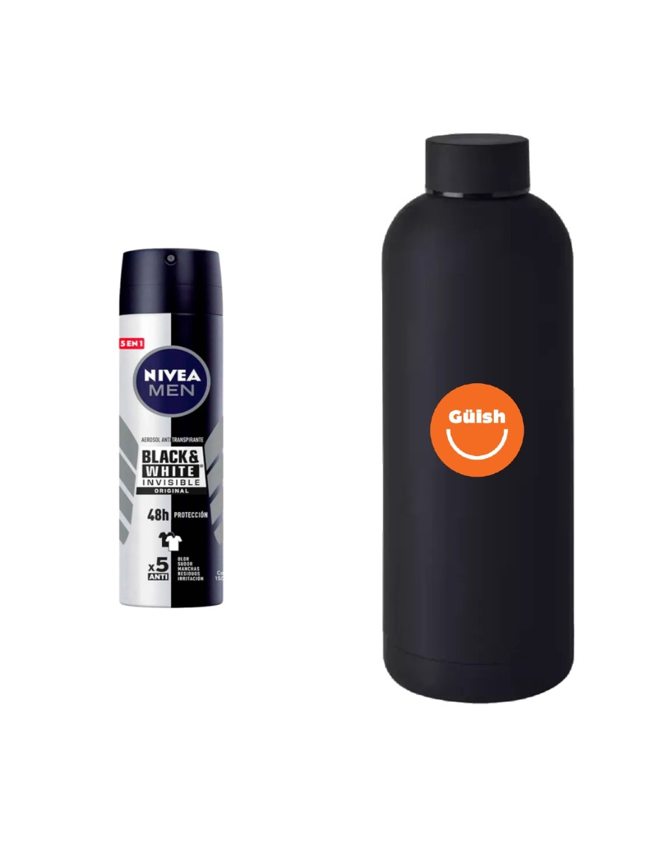 Foto 1 | Desodorante Nivea Men Black & White Invisible Power Original Antimanchas + Termo De Agua De Regalo Güish