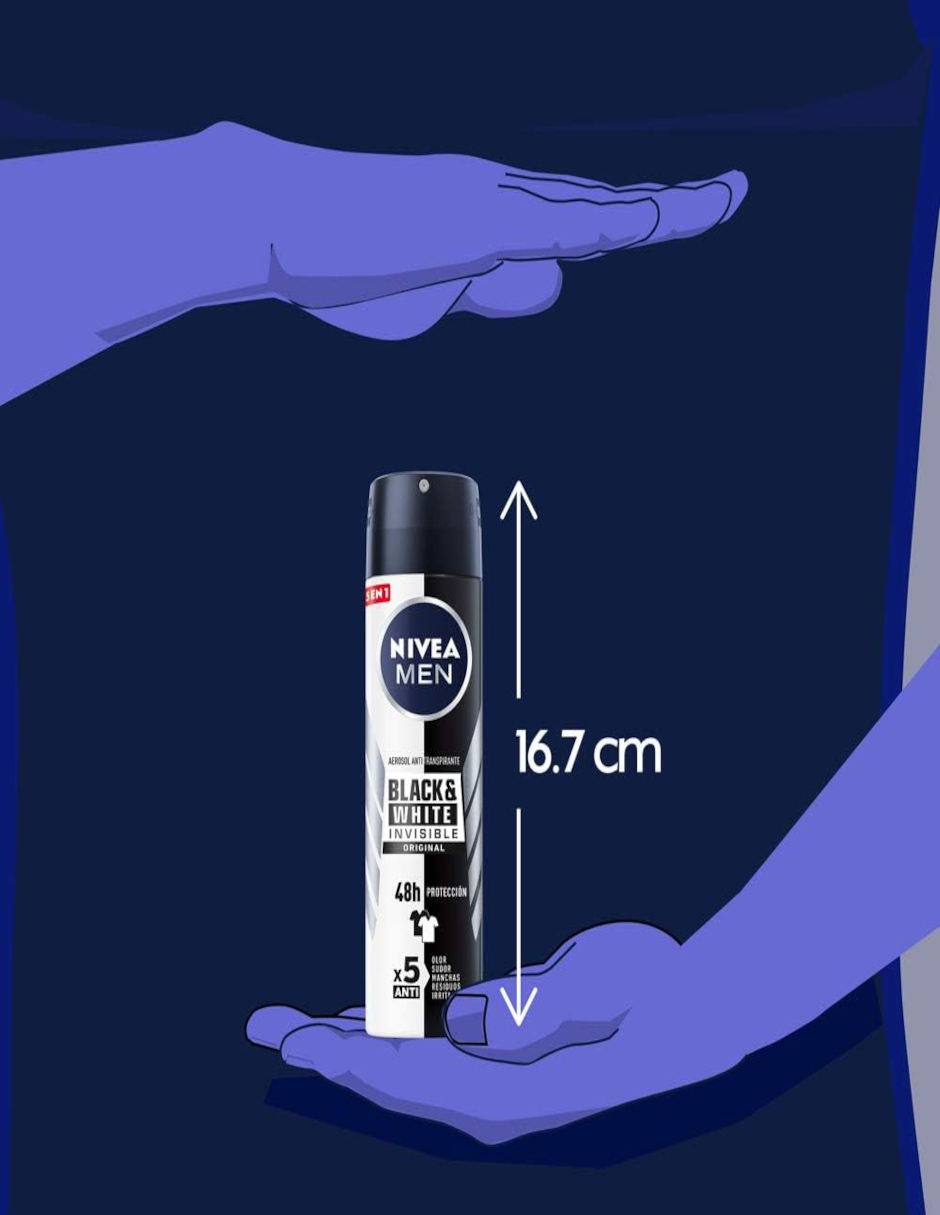 Foto 5 | Desodorante Nivea Men Black & White Invisible Power Original Antimanchas + Termo De Agua De Regalo Güish