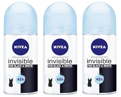 Foto 2 | Antitranspirante en Roll On Nivea Invisible For Black & White 50 ml 3 Piezas - Venta Internacional