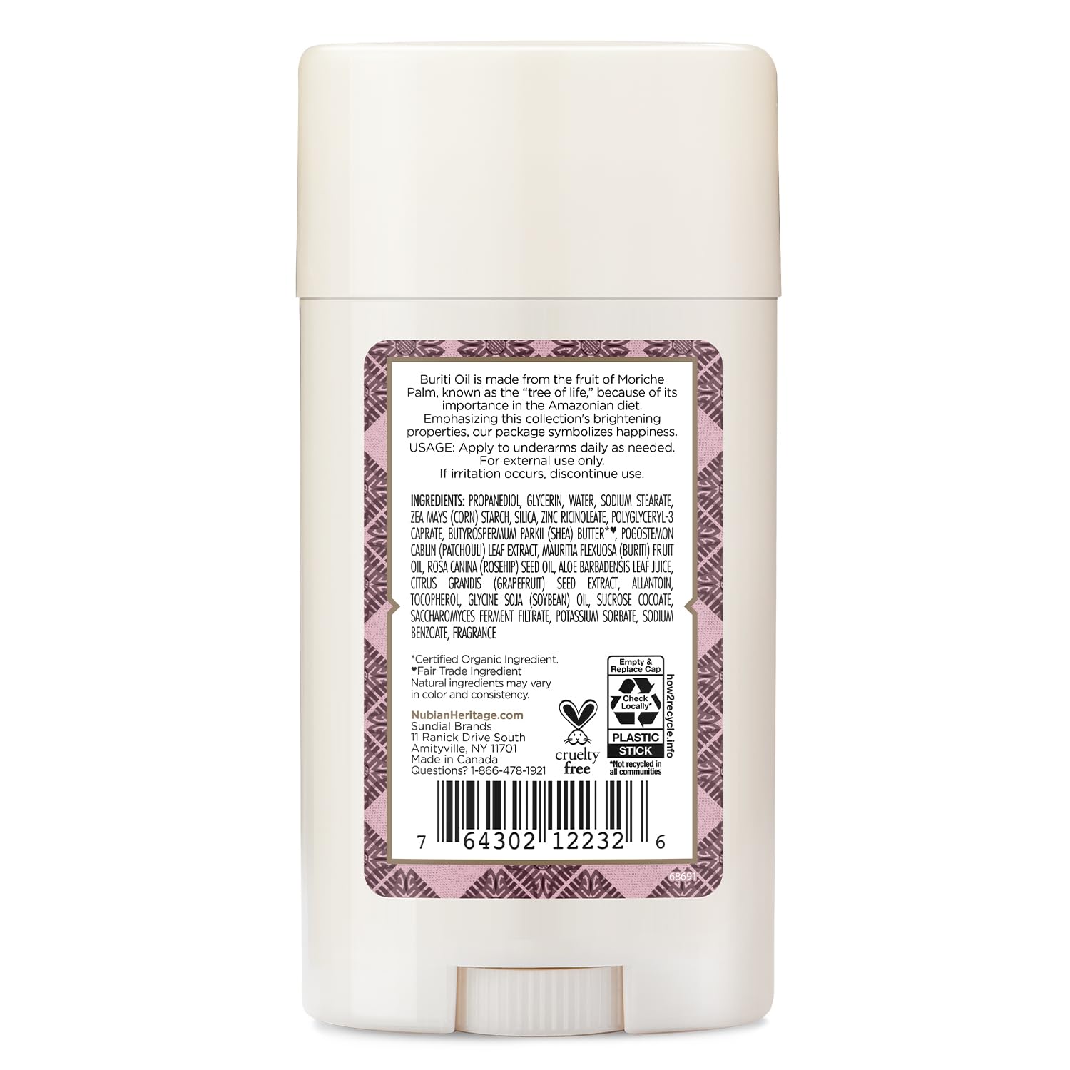 Foto 3 pulgar | Desodorante Nubian Heritage Patchouli & Buriti, 66 Ml, Sin Aluminio - Venta Internacional.
