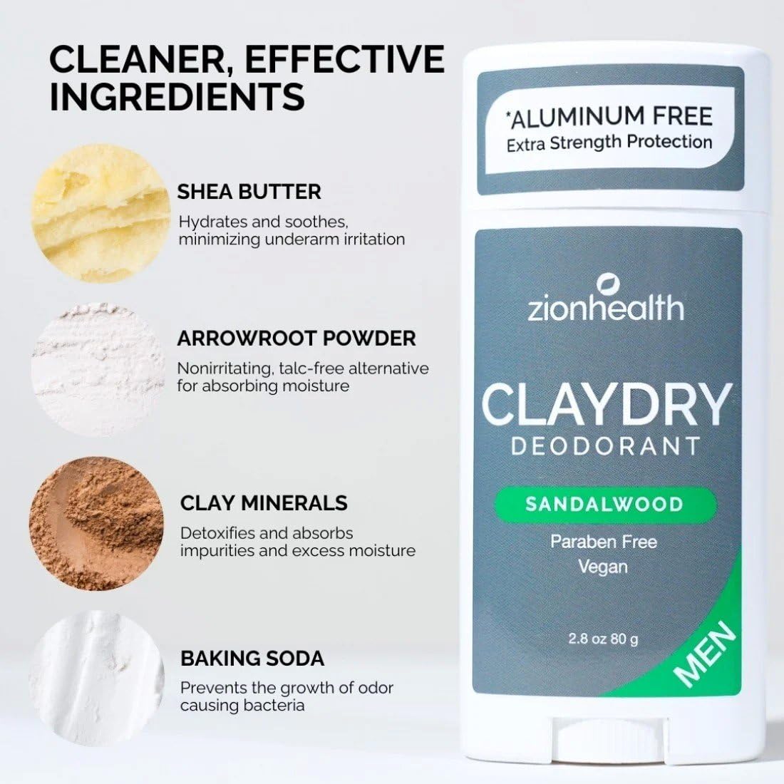 Foto 4 | Desodorante Clay Dry Sandalwood Zion Health en Barra 80 g - Venta Internacional
