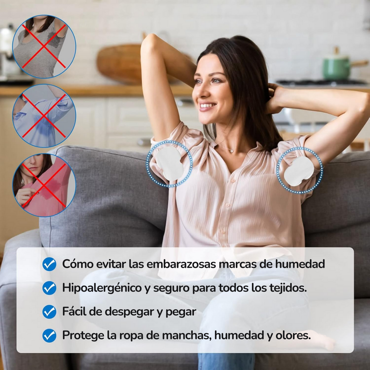 Foto 3 pulgar | 100 Parches Para Exceso De Sudor Algodón Elimina Mal Olor
