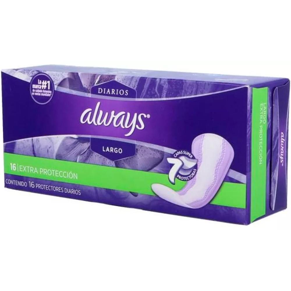 Foto 3 pulgar | Pantiprotectores Diarios Always Largos 16 Piezas