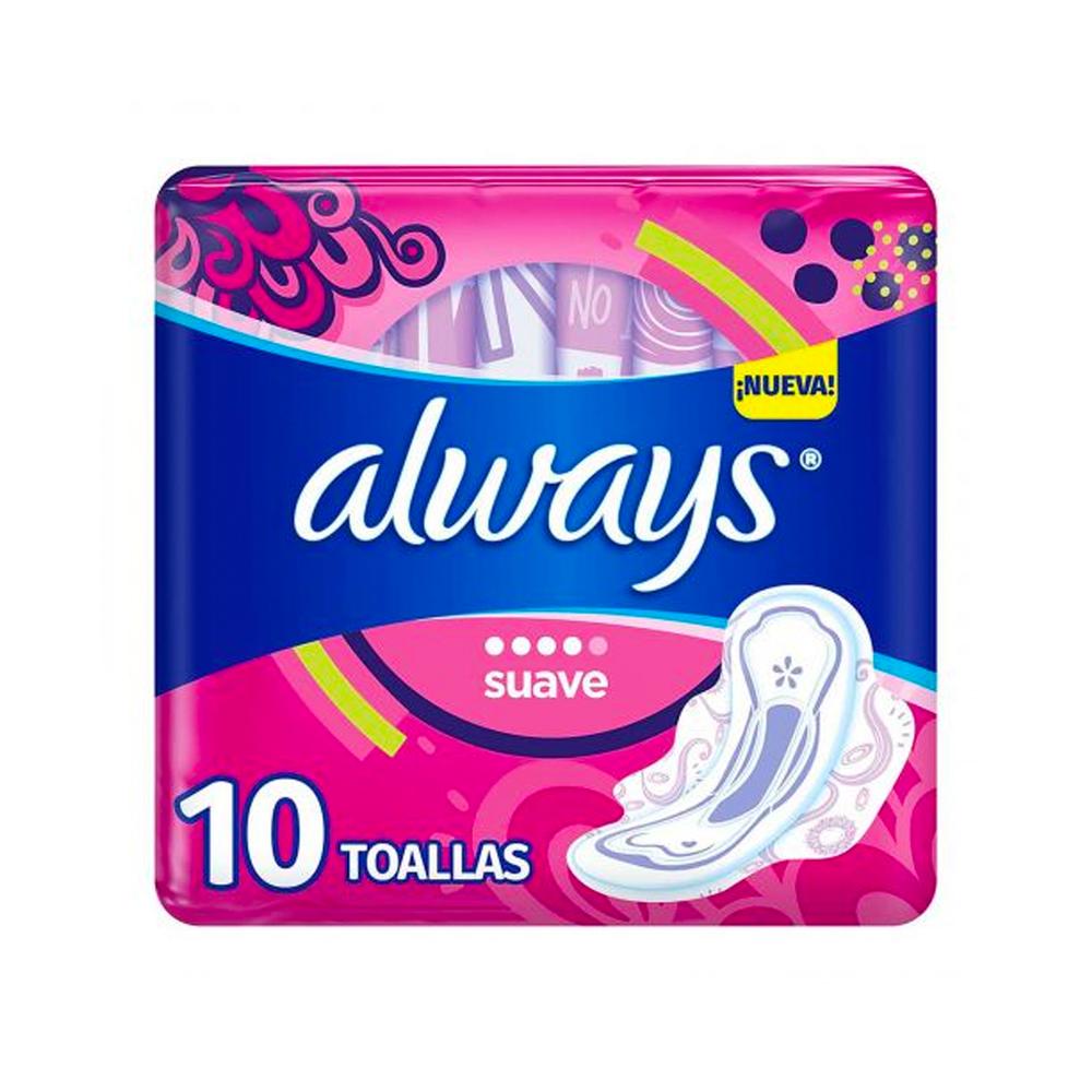 Foto 2 pulgar | Toallas Femeninas Always Suave con Alas 10 Piezas