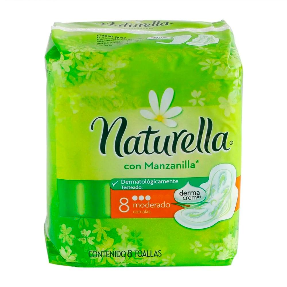 Foto 1 | Toallas Sanitarias Naturella Manzanilla con Alas 8 Piezas
