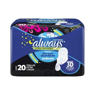Foto 1 | Toallas Sanitarias Always Ultra Invisible Nocturna 20 Piezas