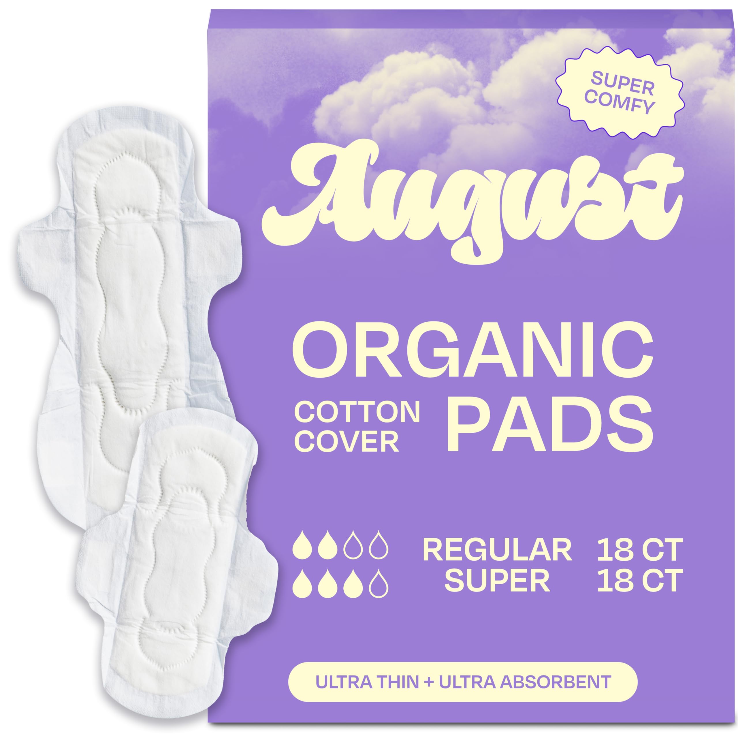 Almohadillas Menstruales August Regular Y Super Cotton 36 Almohadillas - Venta Internacional.