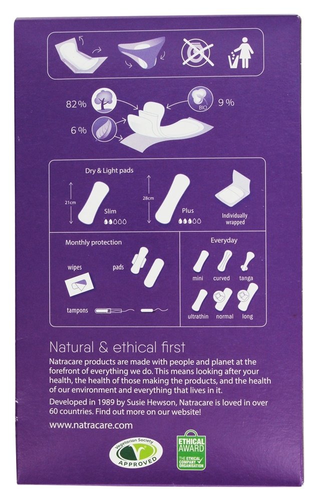 Foto 4 pulgar | Pads Natracare Dry & Light Slim De Algodón Orgánico, Paquete De 6 - Venta Internacional.