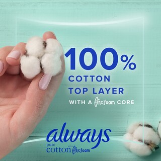 Foto 2 | Almohadillas Sanitarias Always Pure Cotton Con Flexfoam Para Mujer, Talla 5, 18 Quilates - Venta Internacional.