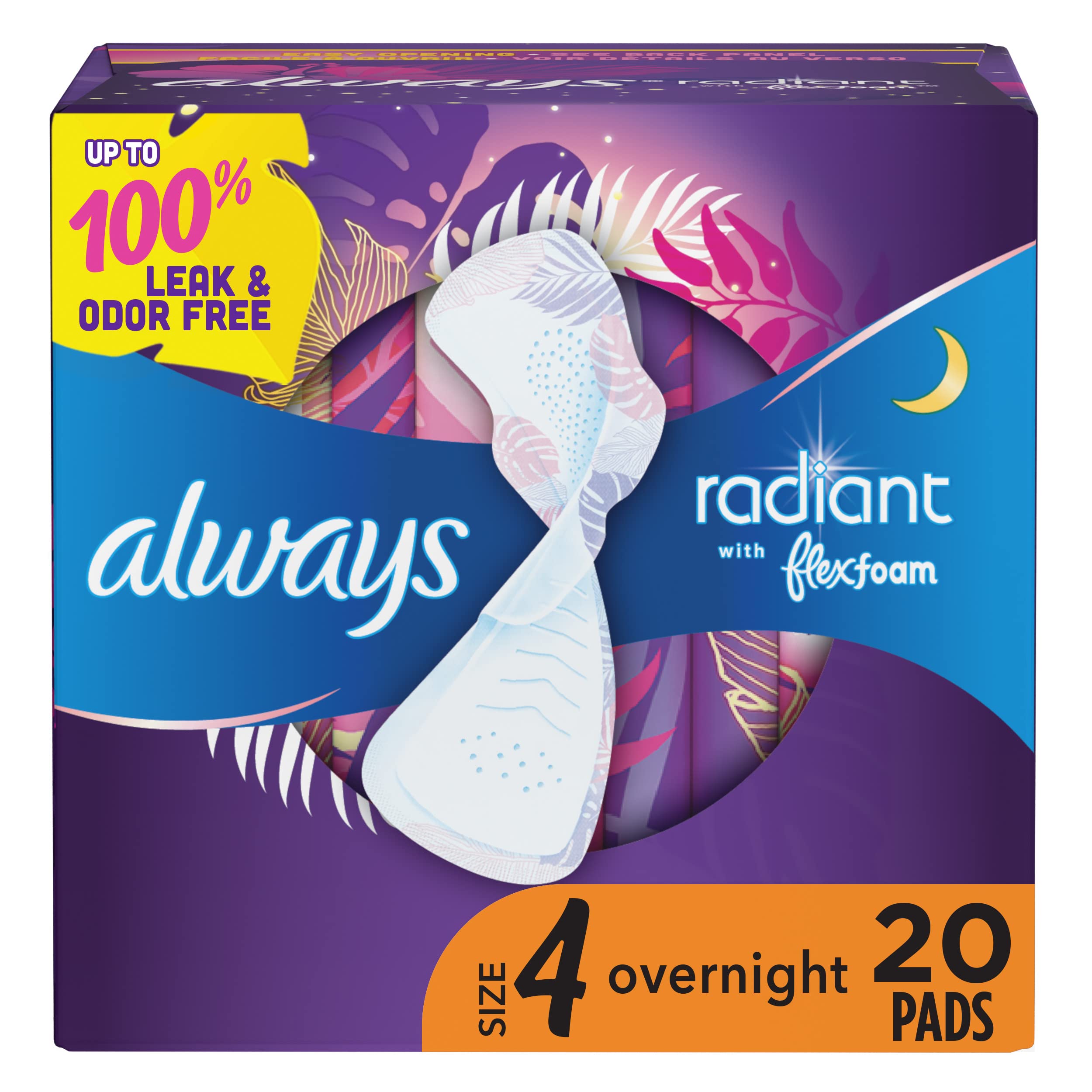 Foto 1 | Toallas Sanitarias Always Radiant, Tamaño 4 Para Toda La Noche, 20 Unidades - Venta Internacional.