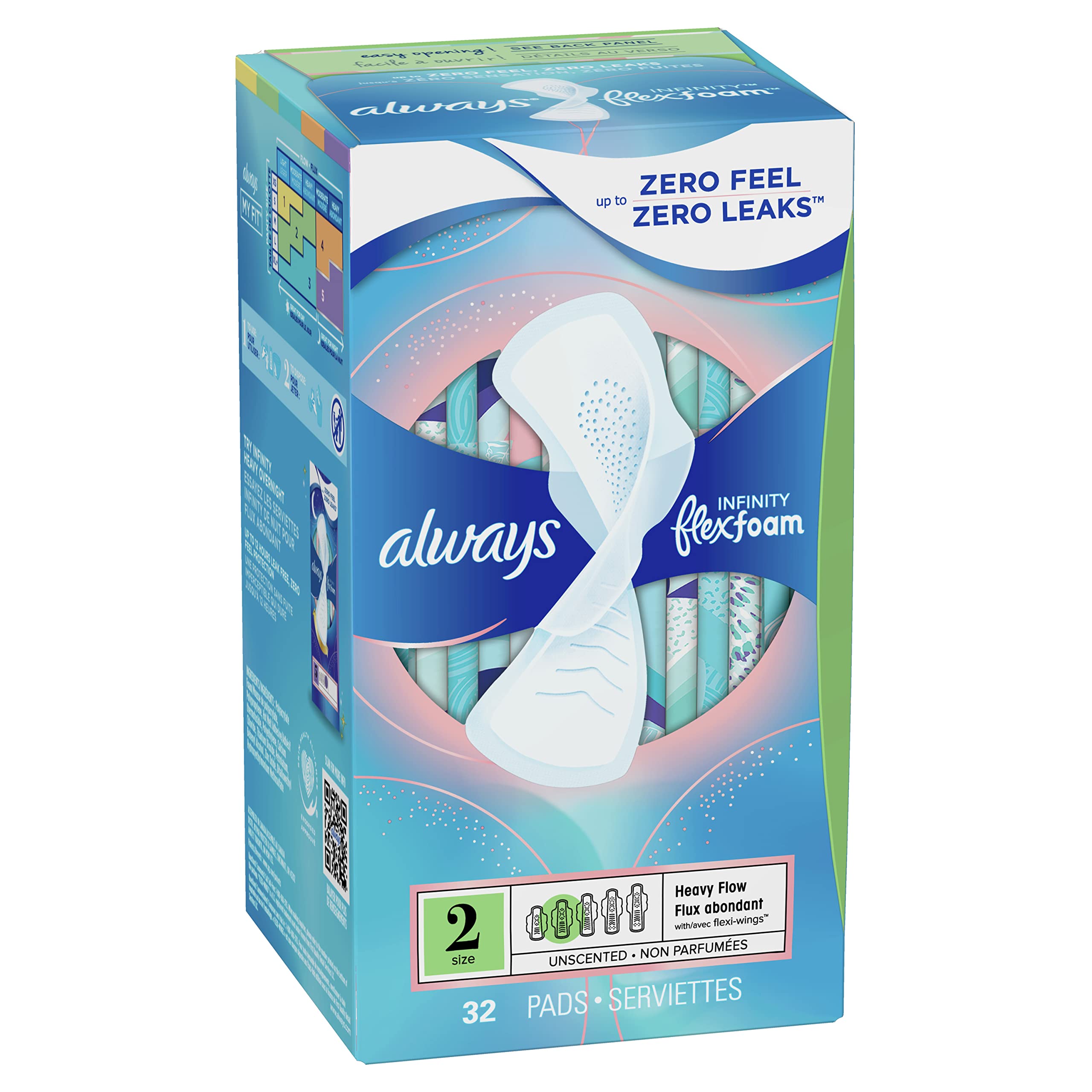 Foto 3 pulgar | Almohadillas Femeninas Always Infinity, Talla 2, Pesadas, Con Alas, 32 Unidades - Venta Internacional.
