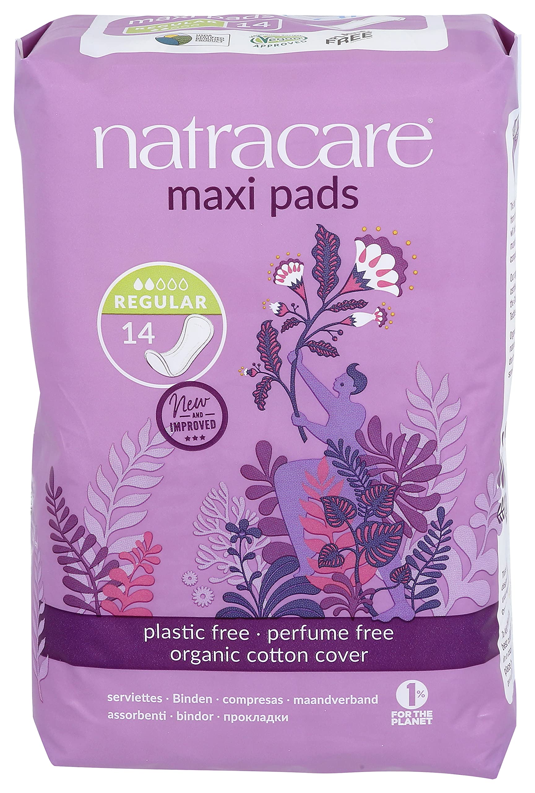 Almohadillas Maxi Pads Natracare  Estilo Tradicional Natural  Estándar  14 Almohadillas - Venta Internacional.