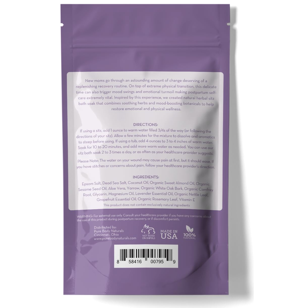 Foto 4 | Sal De Baño Sitz Pure Body Naturals Para Cuidado Posparto  300 Ml - Venta Internacional.