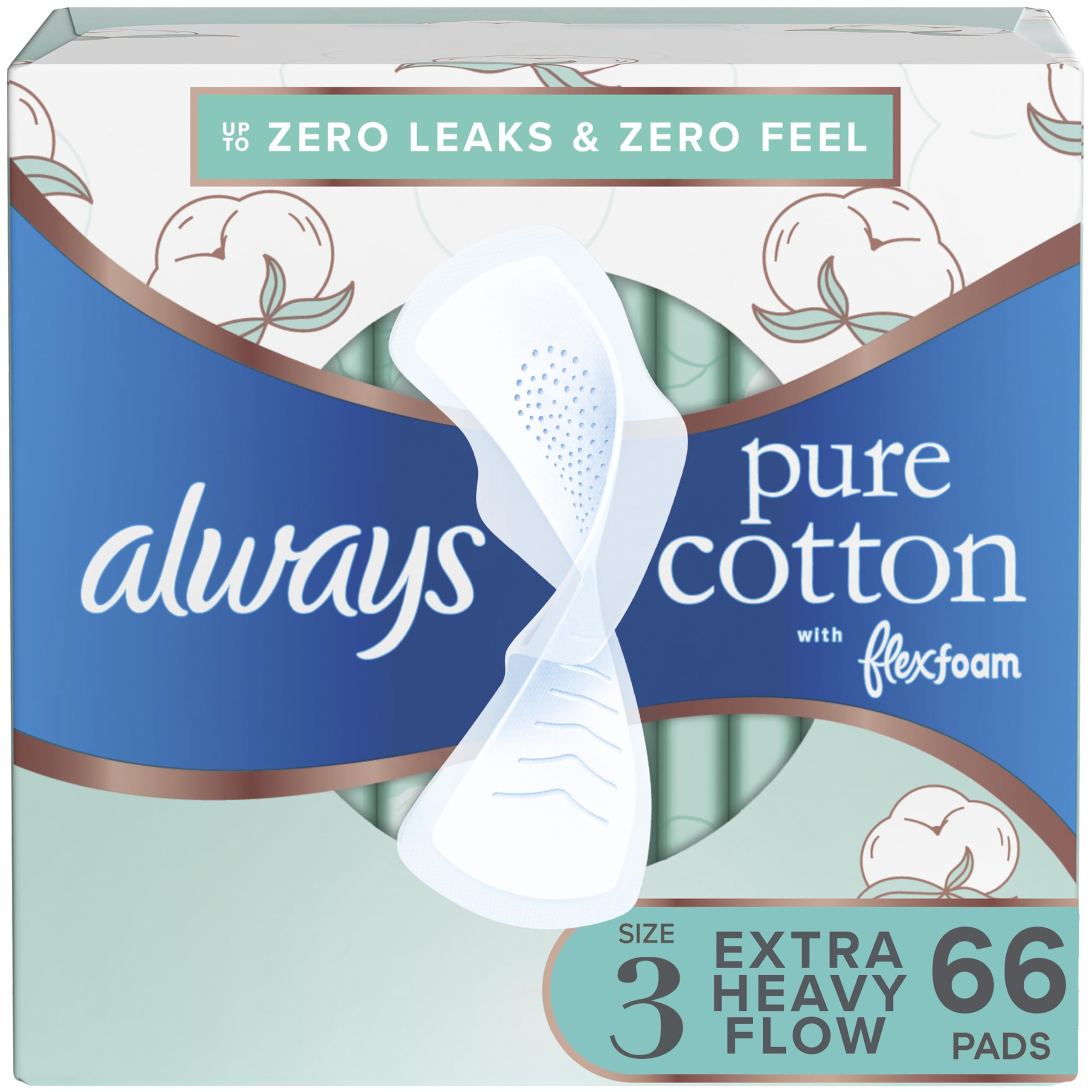 Foto 2 pulgar | Almohadillas Femeninas Always Pure Cotton Flexfoam  Tamaño 3 X 66 - Venta Internacional.